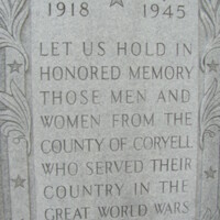 Coryell County Gatesville WWI to Vietnam Memorial 7.JPG